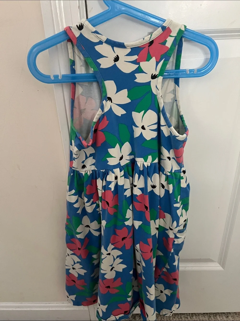 Hanna Andersson Blue Floral Tank Dress with Pink & White Blooms